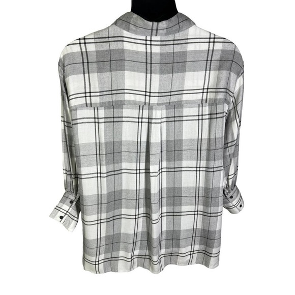 FRYE & Co. Pocono Gray Plaid Flannel Button Down Shirt Women's Size 2X NWT - Picture 6 of 11